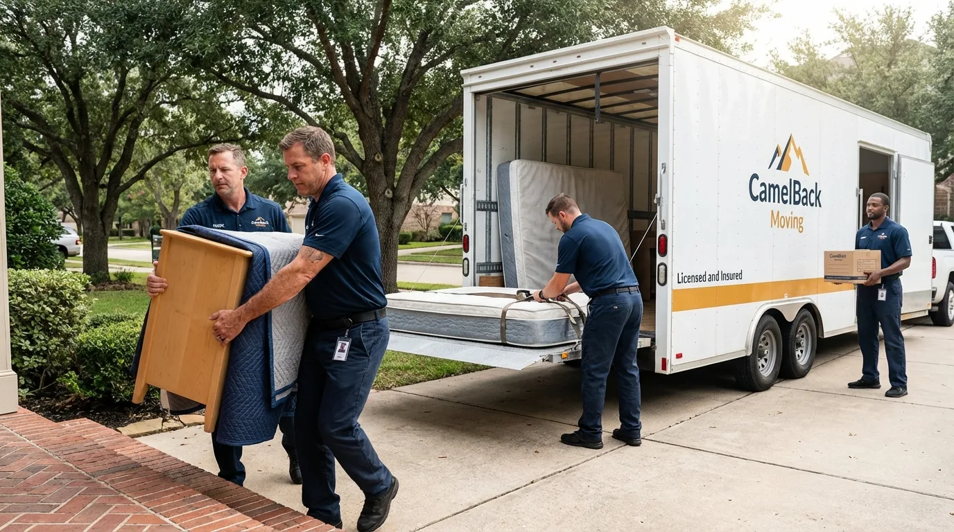 Crew loading residential truck for cross-state move from Middle River, MD