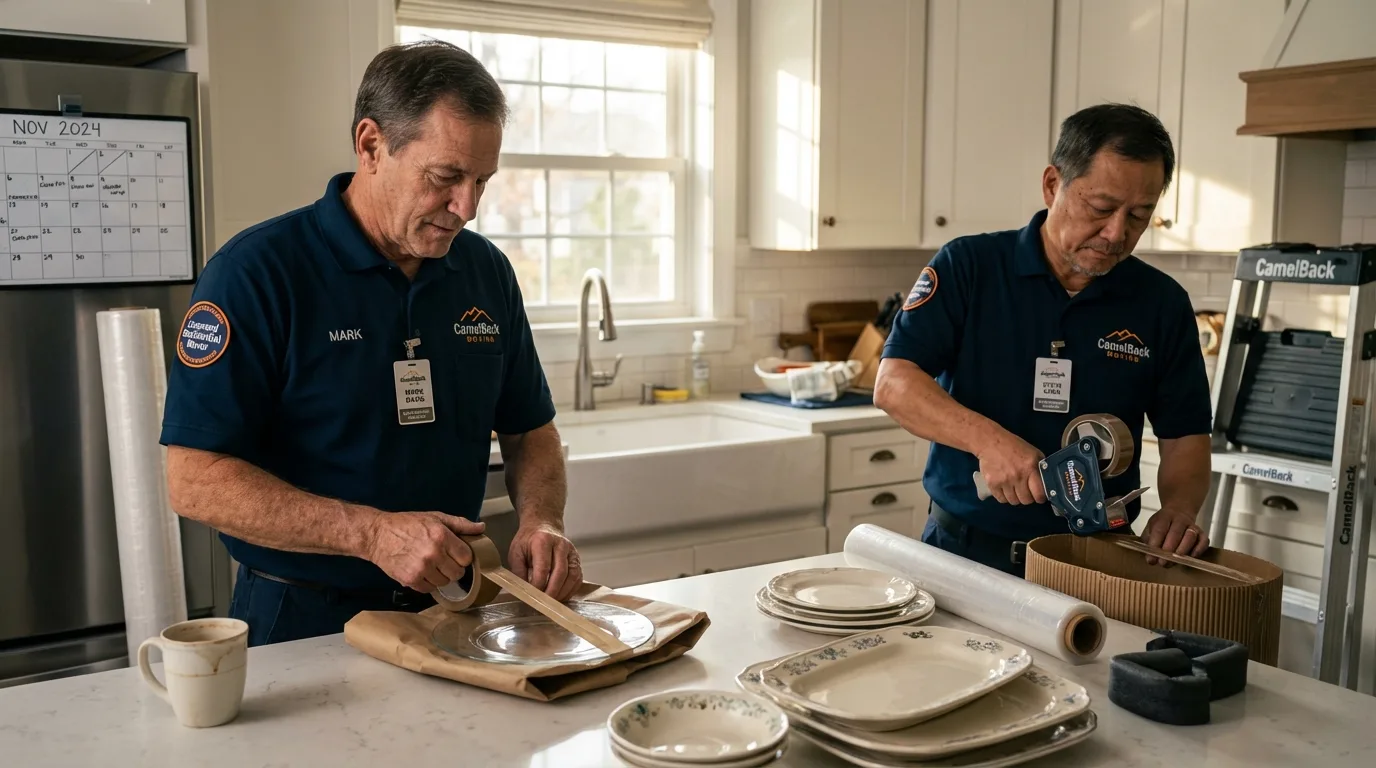 Professional crew packing kitchen dishware in Middle River, MD